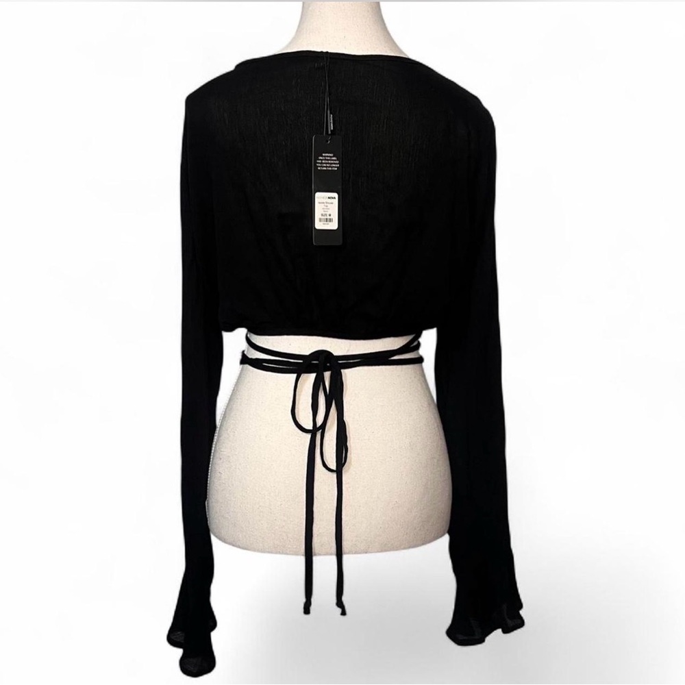 Fashion Nova Elegant Black Wrap Crop Top size Medium‎ - Picture 2 of 8
